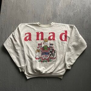 Vintage Canada Crest Graphic Sweatshirt Mens XL White 90s Calhoun